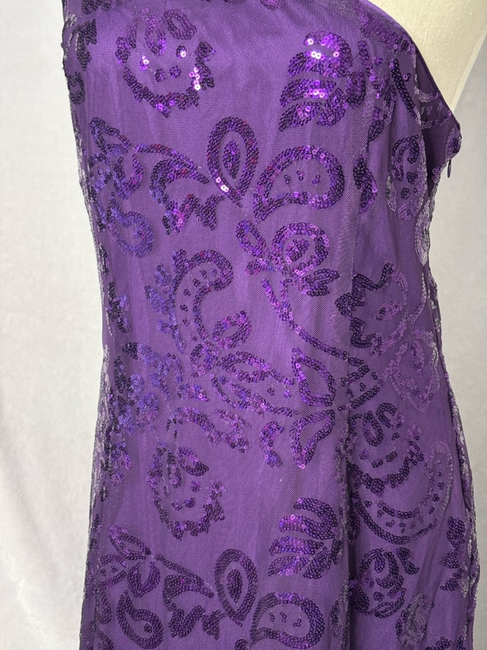 Lulus Purple Sequin One Shoulder Mini Dress XL Triple Strap NWT - Picture 4 of 16